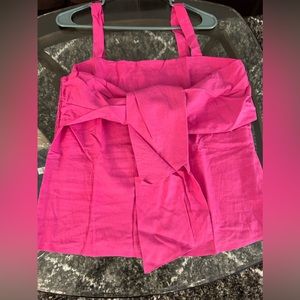 Linen-Blend Tie-Front Sleeveless Top